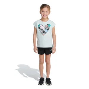 Adidas Girls 7-14 Graphic Tee & Mesh Short Set, Ice Mint - Picture 1 of 3