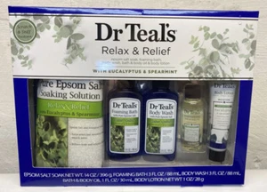 Dr Teal's Relax & Relief Eucalyptus/Spearmint Bath & Body Gift Set Epsom Salt - Picture 1 of 2