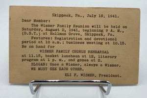 Vtg c1941 Chorus Rehearsal Family Reunion Notification Postcard - Picture 1 of 2