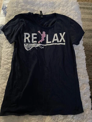 Yunque para mujer talla. Camiseta azul lacrosse "Relax" temática S. Lindo, divertido Foto 1 de 4
