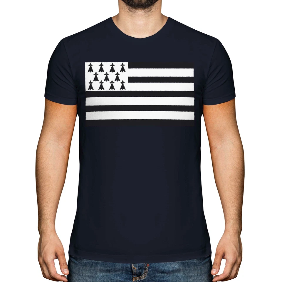 BRETAGNE SCRIBBLE FLAG HERREN T-SHIRT TEE TOP GESCHENK FUSSBALL SHIRT - Bild 1 von 1