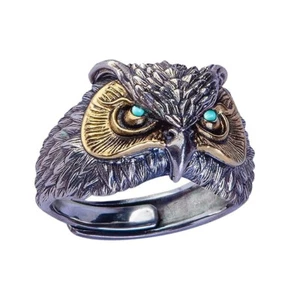 Gioielli Moda Anello Argento Ragazzi Ragazze Acciaio Inox Regolabile OWL SKUL... - Foto 1 di 5