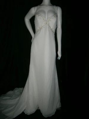 Morilee Madeline Gardner 12 Wedding Dress Ivory Chiffon Straps Beaded NWOT - Image 1 of 4