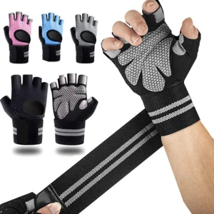 Weight Lifting Gloves with Wrist Wrap Workout Fitness Building Training Sports - Picture 1 of 29