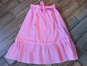 Scoop Skirt Women's Size M (8-10) Pink Eyelet Solid Tired Maxi Elastic Waist - Picture 1 of 7