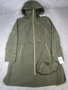 Cole Hann Signature Jacket Womens Xl Green Parka With Pouch New - Picture 1 of 10