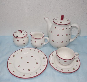 Palatinate Pottery Inzell Scattered Flowers, Red Edge, Smooth Shape - Hand Decorated - Choice - Picture 1 of 13