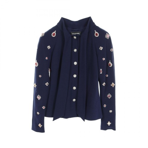 Giacche CHANEL CC Metiers dArt P73143V21533 lana blu navy usate donna Coco #36