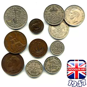 Colección de monedas británicas 1947 George VI, ¡78 años! - Imagen 1 de 2