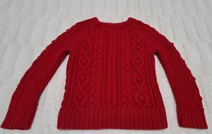 Size 4 (XS) Gap Kids Red Cable Braid Chunky Knit Sweater Girl Warm - Picture 1 of 4