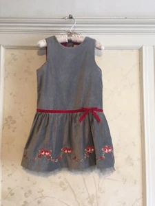 NWT Janie And Jack Victorian Holiday Girls Rose Velveteen Dress 4 4T Grey - Picture 1 of 6