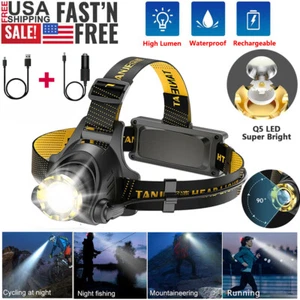 Super Bright LED Headlamp Flashlight USB Rechargeable Headlight Waterproof Lamp - Picture 1 of 23