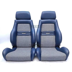 【1 PAIR】AUTHENTIC RECARO LSB NAVY BLACK HOUNDTOOTH CROSS Very Good Condition - Bild 1 von 13