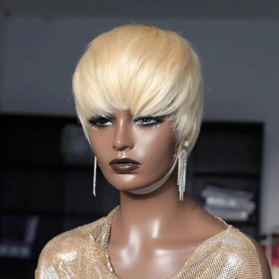 Blonde Wigs Pixie cut Wigs 100% Real Human Hair Short Wigs for Women  - Image 1 of 4