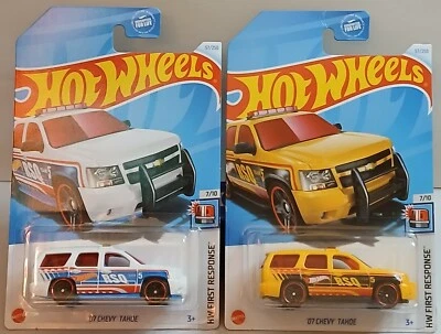 (2) Hot Wheels '07 Chevy Tahoe HQ First Response Yellow & White 2024 Brand New  - Image 1 of 4