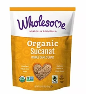 X-2 Wholesome Organic Sucanat, Unrefined Whole Cane Sugar Non-GMO, 1 LB - Picture 1 of 2