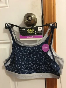 NWT GIRL SIZE M ATHLETIC WORKS 2 PACK CAMI STYLE SPORT BRAS BAND SIZE 32 - Picture 1 of 10