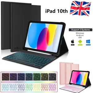 For iPad 11th 10th Generation 10.9" 11" 2025 Backlit Detachable Keyboard Case UK - Picture 1 of 34