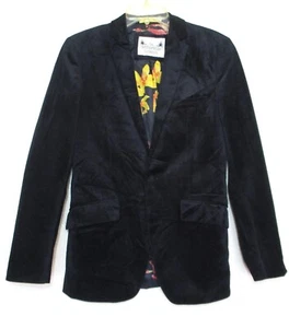 Spitalfields Velvet Blazer 36R Men Solid Black One Button Dinner Jacket - Picture 1 of 7