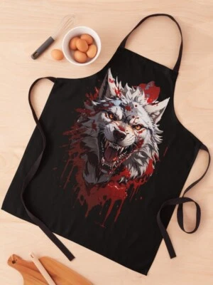 Avental de lobo para cozinhar, avental para churrasco, avental de cozinha, avental de chef - Imagem 1 de 4