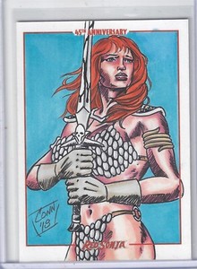 Red Sonja 45th Anniversary Hand Drawn Color Sketch Card by Shawn Conn SKC
