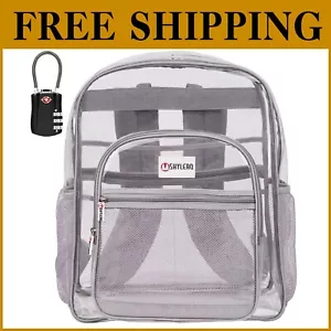 Spacious 32L Clear Backpack with Anti-Theft Lock & Laptop Pocket - Unisex Design - Picture 1 of 11