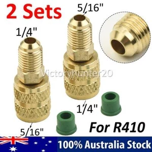 2Set R410a R32 5/16"SAE to 1/4" SAE for Gauge & Vacuum Pump Adaptor Brass NEW AA - Picture 1 of 9