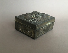 VINTAGE JAPANESE METAL DRAGON BOX LIDDED serpent cigarette antique oriental 