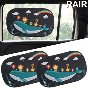 Pair Auto Sunshade Rear Side Window Cover UV Ray Heat Block Mesh Cute Pattern - Foto 1 di 10