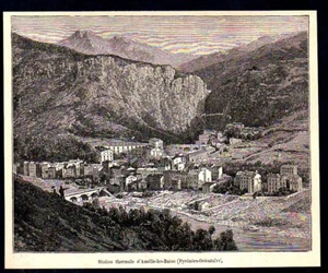 GRAVURE DE 1881  --  STATION THERMALE D AMELIE LES BAINS   3N541 - Picture 1 of 1