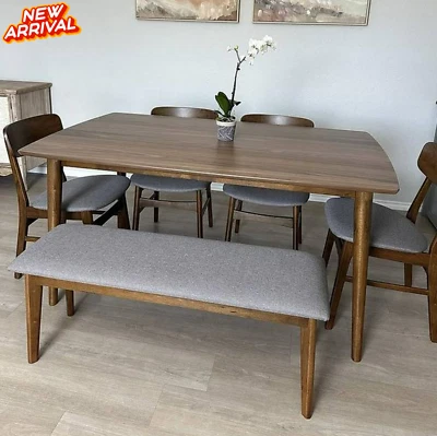 Juego de Mesa de Comedor 4 Sillas Con Banca Tapizada y Mesa Modernos Juegos De Comedor Foto 1 de 4