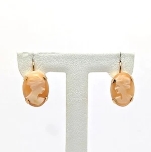 18K Gold Cameo Earrings - Picture 1 of 7