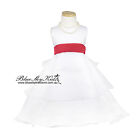 NEW Flower Girl Dress Waist Sash Chiffon White-Creme-Red Many colours to choose!
