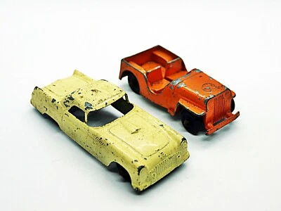 Vintage TootsieToy Army orange Jeep And White Thunderbird Nice - Image 1 of 2