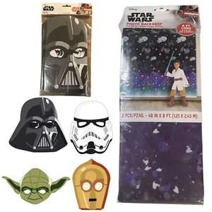 Star Wars Party Masks - 8 Pack - 2 Pc Photo Backdrop Dress-Up for Kids & Adults - Picture 1 of 3