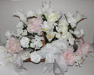 Trauer Kaminkorb Rosen Baby zartrosa Pfingstrose Denkmal Sympathie Seidenblume - Bild 1 von 5