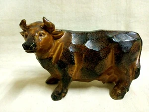 Vintage figurine Ceramic Cow Statue Home Decor Animal Brown  Ox Collectible   - Picture 1 of 12