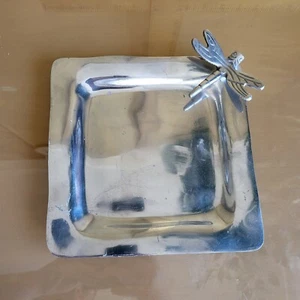 Aluminum Dragonfly Tray Plate Charger Candle Holder Spring Made in India 8 1/2" - Picture 1 of 7