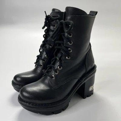 New Rock M-NEOTYRE07x-s1 Black Gothic Leather Ankle Boots Made In Spain- Size 37 - Image 1 of 4