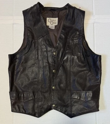 CRIPPLE CREEK - Men's Brown Leather Lined Western Vest ML3061A - Medium - Image 1 of 4