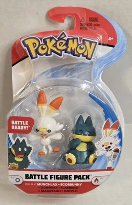 Pacote de bonecos de ação Pokemon Battle Munchlax + Scorbunny 2" NOVO - Imagem 1 de 2