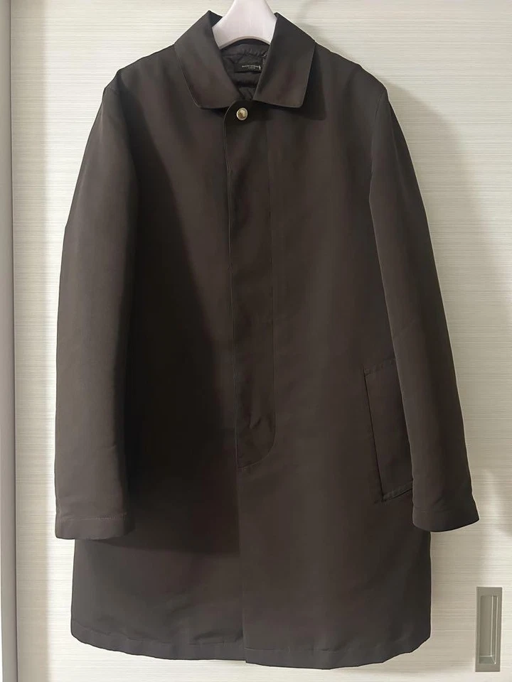 Abrigo MACKINTOSH LONDON Balmacaan ajuste asiático M 38 EE. UU. talla S marrón poliéster usado Foto 1 de 4