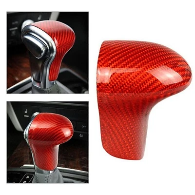 Carbon Fiber Shift Knob Cover Shell For Audi A4 A5 Q5 Q7 A6 A7 S6 S7 2012-16 Red - Image 1 of 4
