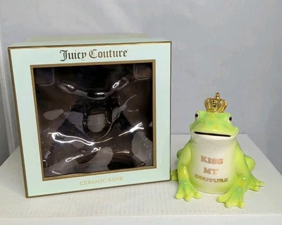 Vtg Ceramic Bank Juicy Couture Frog Prince “ Kiss My Couture” Bank Crown NIB E4 - Image 1 of 4