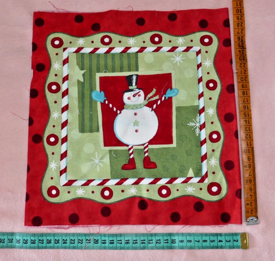 Stoff   Patchwork  Kissen -  Hallo  Schneemann - Bild 1 von 1