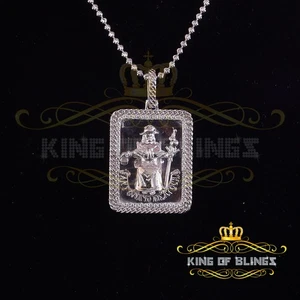 Herren Quadrat Santo Nino De Atocha 3D Weiß '1' Zoll 925 Silber 0,66ct CZ Anhänger - Bild 1 von 12