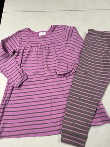 HANNA ANDERSSON JERSEY KNIT STRIPED DRESS & LEGGINGS GIRLS 110 5 - Picture 1 of 4