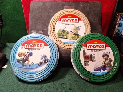 Zuru Mayka Block Tape Use With LEGO, 2M/6.5FT Lot Of 3 Beige, Green, Light Blue - Image 1 of 4