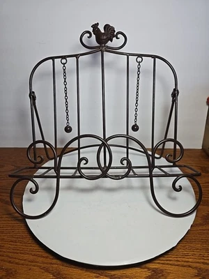 Metal Collapsible Cookbook Stand Holder Brown Chicken Ornament Page Weights  Foto 1 de 4