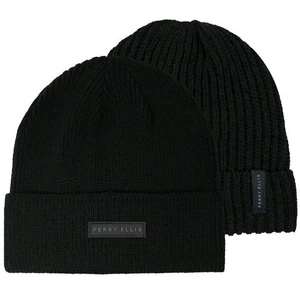 Portafolio Perry Ellis - Paquete de 2 gorros - negro liso - Imagen 1 de 5